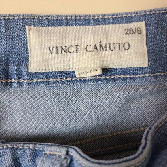 Vince Camuto  Jeans Light Wash Slim Fit Raw Hem Soft Denim Whisker Fade 6 - Picture 6 of 10